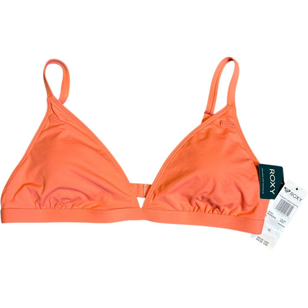 NWT ROXY Beach Classics Fixed Triangle Bikini Top in Mango Size XL